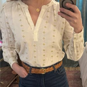 LOFT Cream Polka Dot Blouse
